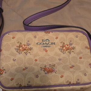 NWT Coach Beige and Purple Floral Crossbody Bag